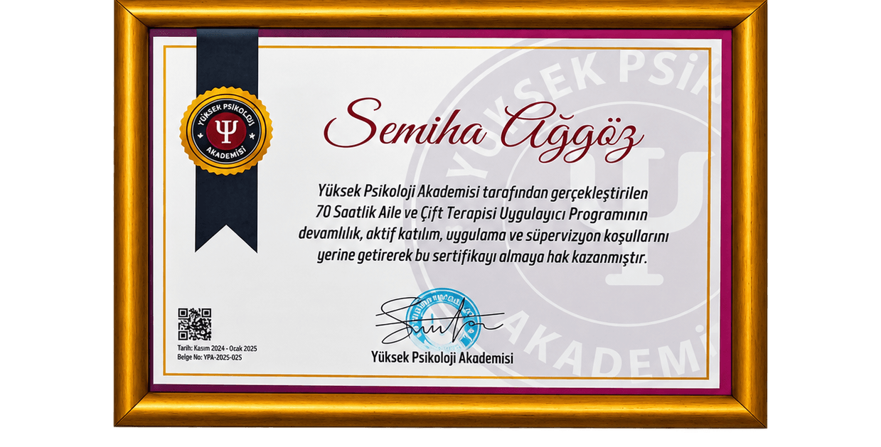 Aile ve Çift Terapisi Uygulayıcı Programı belgesi